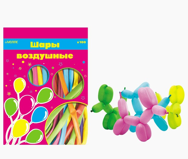 Шар воздушный для моделирования, неоновые цвета ассорти, deVENTE 9061709 (100)