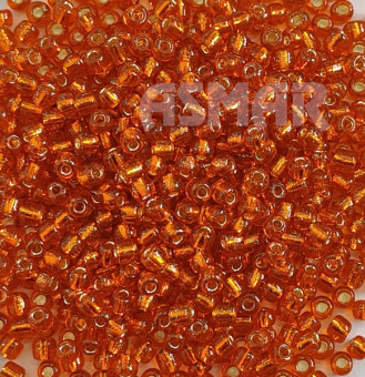 Бисер "ASMAR" размер №6, вес: 50 г, оранжевый, внутреннее серебрение Бисер "ASMAR" размер №6, вес: 50 г, оранжевый, внутреннее серебрение