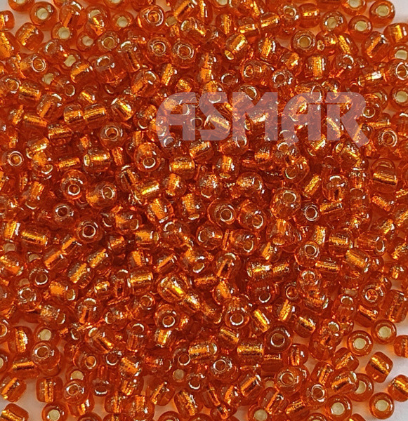 Бисер "ASMAR" размер №6, вес: 50 г, оранжевый, внутреннее серебрение