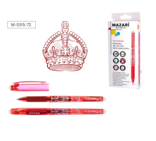 Ручка гелевая JUMBO со стираемыми чернилами VICTORIAN, КРАСНАЯ, пулевидный пиш.узел 0.5мм, корпус пластиковый цветной с мягким грипом из синтетического каучука, с увеличенным запасом чернил, сменный стержень 110 мм, картонная упаковка Ручка гелевая JUMBO со стираемыми чернилами VICTORIAN, КРАСНАЯ, пулевидный пиш.узел 0.5мм, корпус пластиковый цветной с мягким грипом из синтетического каучука, с увеличенным запасом чернил, сменный стержень 110 мм, картонная упаковка