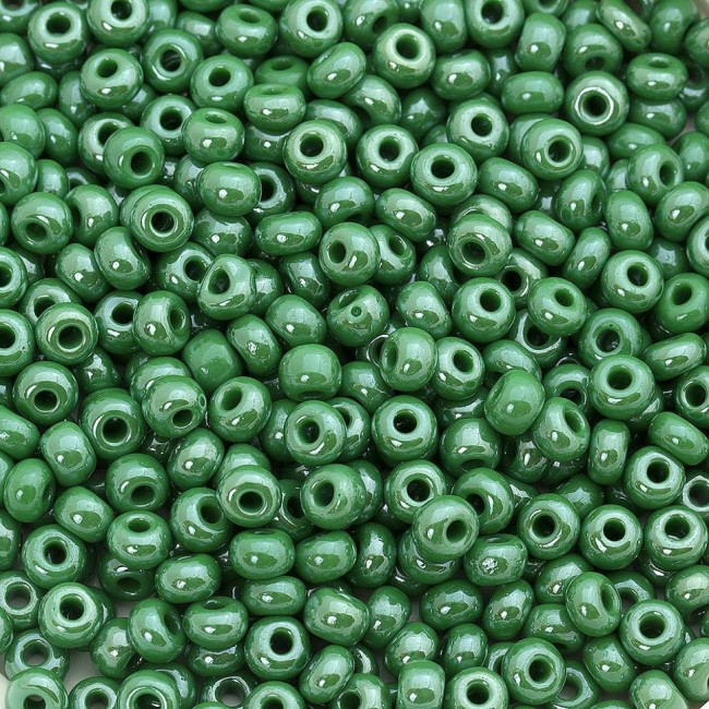Бисер "ASMAR" размер №6, вес: 450 г, зелёный перламутровый