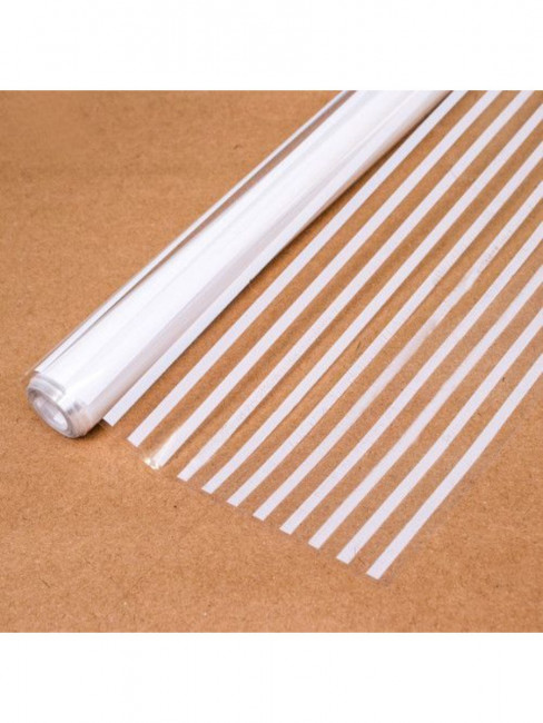 Пленка прозрачная с рисунком "Полосы узкие" Белый 0,7*7,5м 40 мкм 200гр, MILAND/677120 Пленка прозрачная с рисунком "Полосы узкие" Белый 0,7*7,5м 40 мкм 200гр, MILAND/677120