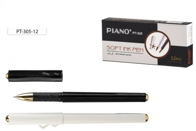 Ручка шариковая 0,5мм синяя "Piano Soft Ink Pen", на масляной основе, корпус матовый ассорти, PIANO/PT-305-12 (12)