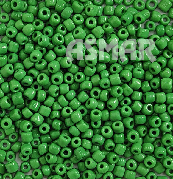 Бисер "ASMAR" размер №6, вес: 50 г, зелёный глянцевый, непрозрачный Бисер "ASMAR" размер №6, вес: 50 г, зелёный глянцевый, непрозрачный