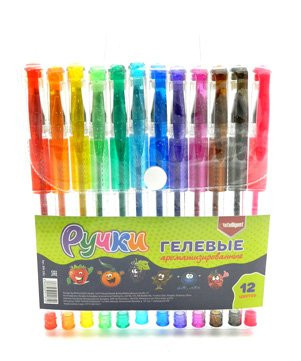 Ручки гелевые набор-12 цв. BW-181 Ароматизированные 0,5мм, прозрачный корпус с резиновым грипом (1/24/96)