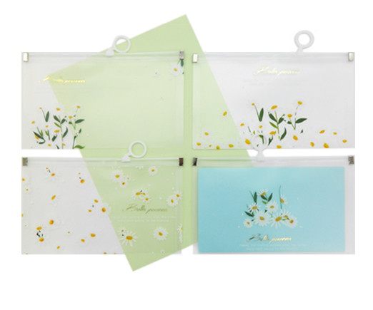 Папка на молнии А-6  CP-146 "Ромашки" 22х13см, пластик прозрачный, с рисунком в ассортименте (12/12/1800)