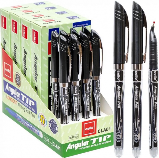 Ручка шариковая для левши "Angular TIP" чёрная, Сello (12/72) Ручка шариковая для левши "Angular TIP" чёрная, Сello (12/72)