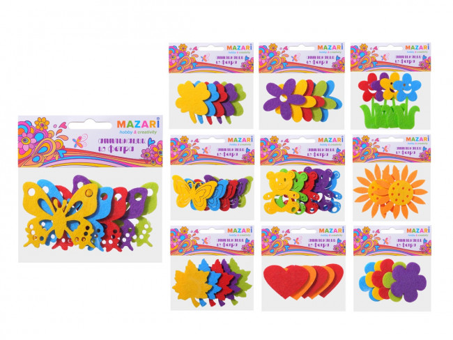 Аппликации из фетра МИЛЫЕ ПОДЕЛКИ, ассорти 12 дизайнов