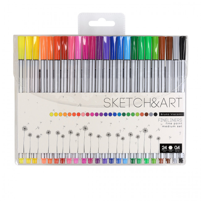 Скетч-линеры 0,4мм 24цв "Sketch&art", BV/36-0013