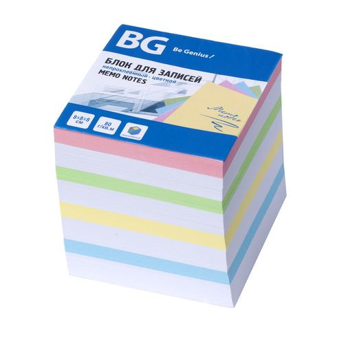 Блок для записей 8х8х8 см, проклеенный, БЕЛЫЙ, в термопленке, BG (12)