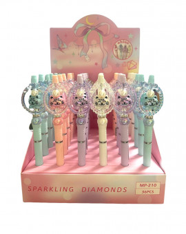 Ручка шариковая синяя Магистр "Cat String Musical Pen" со сверкающими кристалами, MP-210 (36)