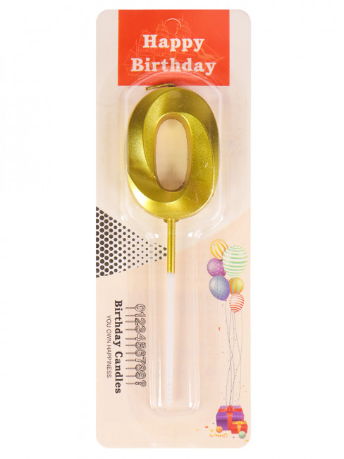 Свеча для торта Золотой стиль Цифра 0 С-2963