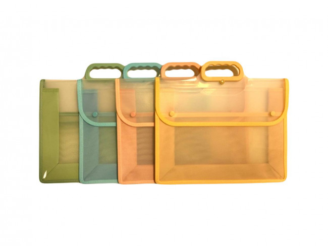 Портфель А4 для документов с 1  отделением, на кнопках, пластиковый, цв. ассорти, Cobest/F4115-1