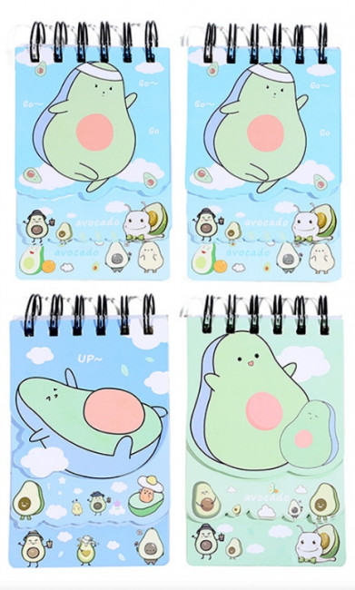 Блокнот 78л евроспираль "Happy Avocado" 8,4х13 см, 4 дизайна, MAZARI