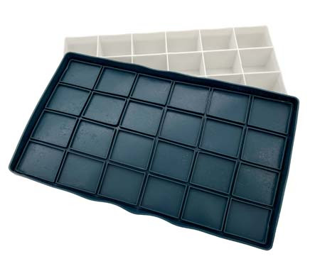 Палитра "Прямоугольная" 21*12*3см, на 24 ячейки, пластиковая белая, с силиконовой крышкой, WGWZ-2 (1/60)