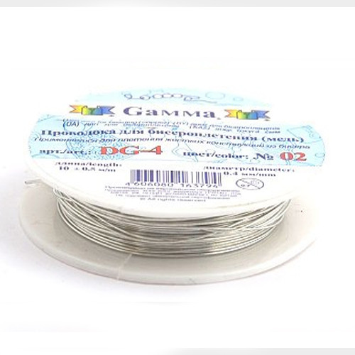 Проволока для бисера d 0.4мм 10 м ± 0.5м под серебро, Zlatka/DG-4 №2 (12)