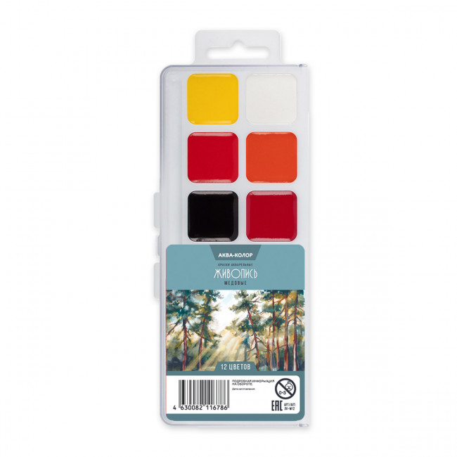 Краска акварель 12цв  "Живопись" без кисти, Аква-колор/JIV-W12 Краска акварель 12цв  "Живопись" без кисти, Аква-колор/JIV-W12
