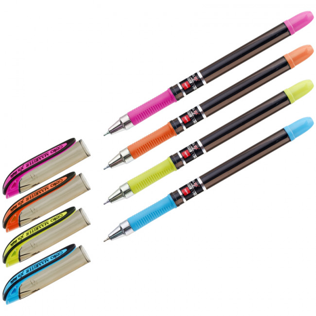 Ручка шариковая Cello Maxriter XS tinted black узел 0,7мм, чернила синие, грип, микс 709 (35)