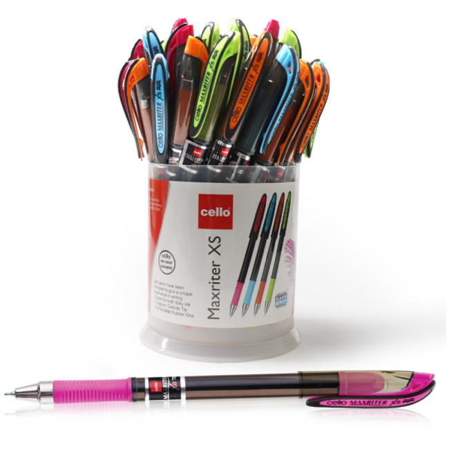 Ручка шариковая Cello Maxriter XS tinted black узел 0,7мм, чернила синие, грип, микс 709 (35)