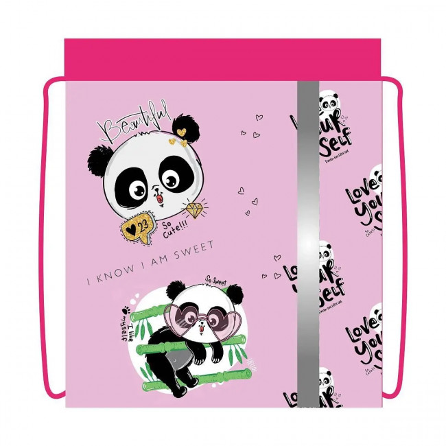 Сумка для сменной обуви "Cute panda" , светоотражающяя полоса, Пчёлка/СДС-33 CUTE PANDA