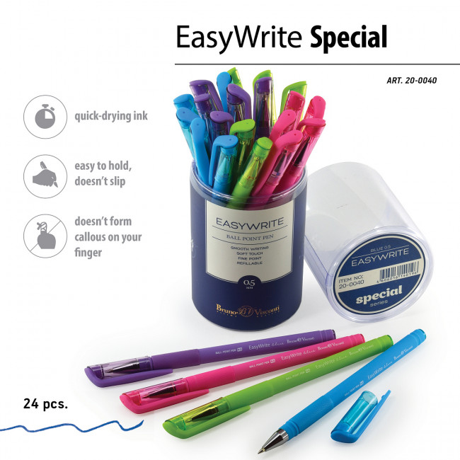 Ручка шариковая 0,5мм синяя "EasyWrite. Special", 4 цвета ассорти, BV/20-0040 (24)