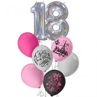 Набор шаров "СДР! 18 лет", 2 фольга+ 3 латекс с рис+ 3латекс, 8шт, БК Микрос
