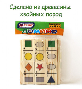 Домино 30/60мм "Фигуры и цвета" из дерева, 28 элементов, Asmar