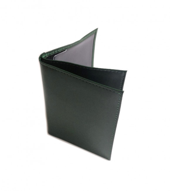 Обложка на автодокументы+паспорт  WENZER OFFiCE из натуральной кожи "спилок", с отделом для визиток, зелёный