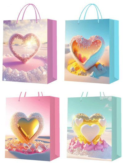 Пакет 26*32*10см подарочный "Сердечные мальдивы" цвет ассорти, 3949 (12)