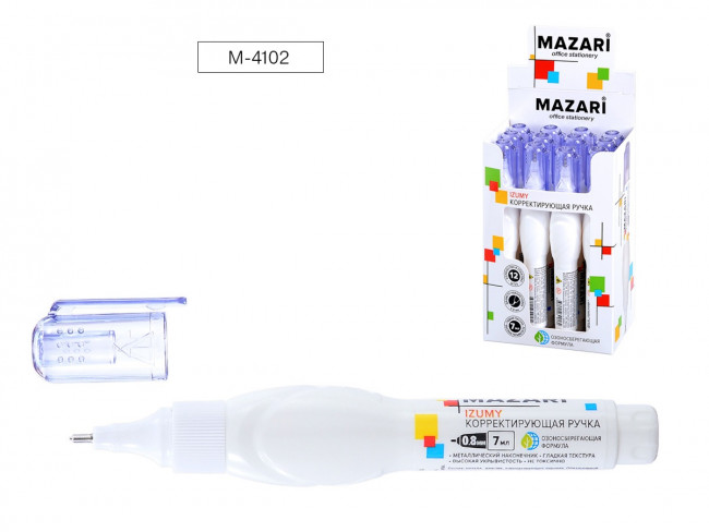 Корректирующая ручка, IZUMY, 7мл, с металлическим наконечником, морозоустойчивая, Mazari (12) Корректирующая ручка, IZUMY, 7мл, с металлическим наконечником, морозоустойчивая, Mazari (12)