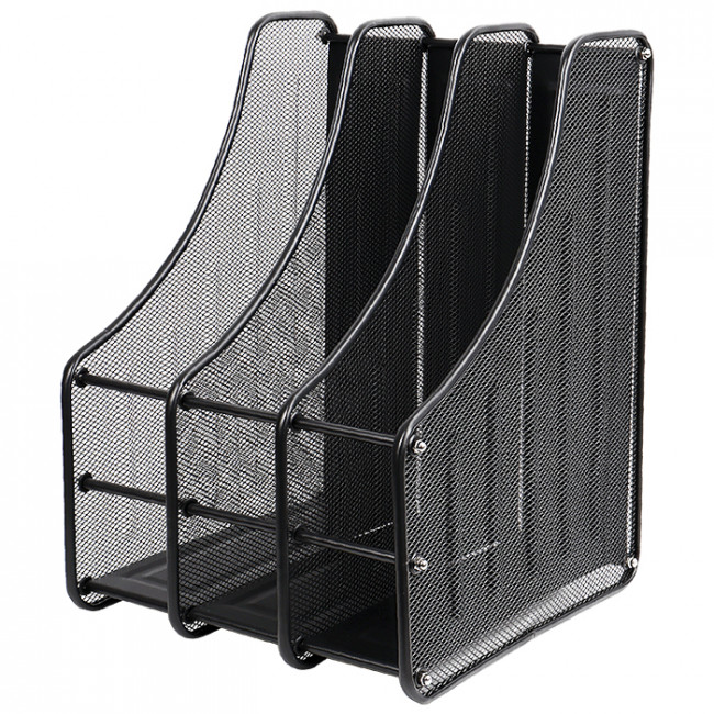 Лоток вертикальный металлический на 3 отделение, черный, WENZER OFFiCE /307С