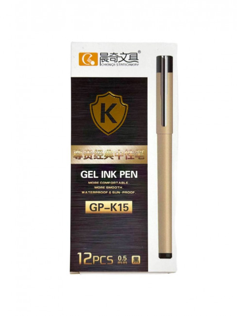 Ручка гелевая черн., 0,5мм, игольчатый стержень, Chenqi/GP-k15 (12) Ручка гелевая черн., 0,5мм, игольчатый стержень, Chenqi/GP-k15 (12)