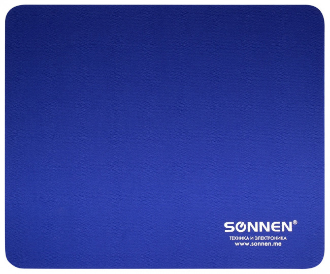 Коврик для мыши SONNEN "BLUE", резина + ткань, 220х180х3 мм