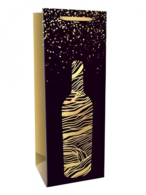Пакет 12*35*10см "Золотистое настроение", под бутылку, MILAND/ПКП-7920 (12)