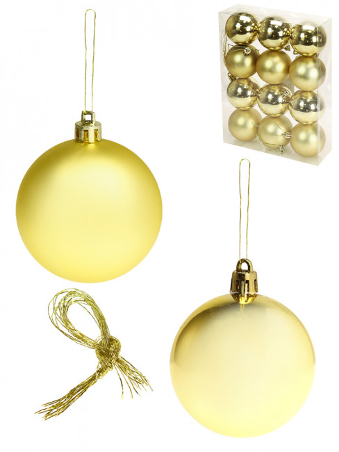 Набор шаров 6см "Чудеса" ёлочных, золотой, 12шт, MILAND/НУ-4186