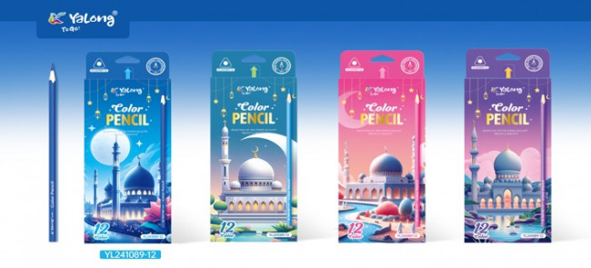 Набор цветных карандашей 12цв.,"Тадж-Махал" заточенные, трехгранные, Yalong/YL241089-12 Набор цветных карандашей 12цв.,"Тадж-Махал" заточенные, трехгранные, Yalong/YL241089-12