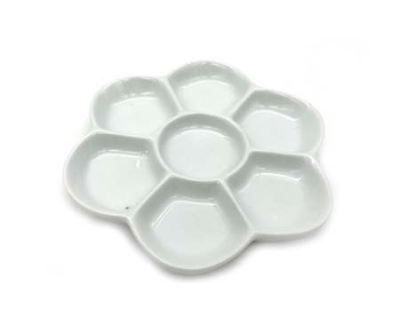 Палитра "Цветочек" 13*12*1.5см, на 7 ячеек, керамическая белая, WGWZ-14 (1/100)