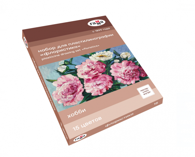 Набор для пластилинографии Гамма "Хобби. Флористика", 15 цветов, 390г, мастер-класс, стек, картон. упак., термоусадка 2705202012 Набор для пластилинографии Гамма "Хобби. Флористика", 15 цветов, 390г, мастер-класс, стек, картон. упак., термоусадка 2705202012