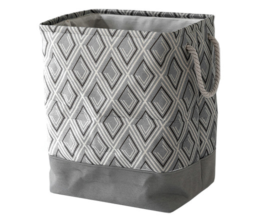 Сумка-корзина  DA-287 "Серая с узорами" 45*35*8см, текстиль, складная, с ручками (1/50)