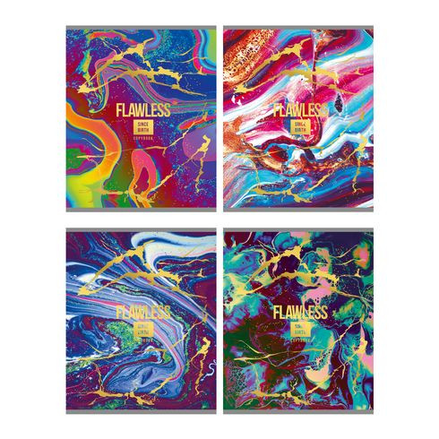 Тетрадь общая А5 скоба 48л. клетка "Совершенство" ламинация матовая тиснение голографической фольгой (ассорти)