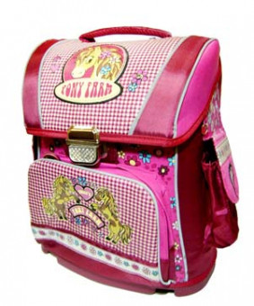 Ранец BC-82 "Пони" c пеналом и мешком для обуви, клапан на застежке, высота 35см (1/8)
