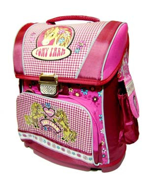 Ранец BC-82 "Пони" c пеналом и мешком для обуви, клапан на застежке, высота 35см (1/8)