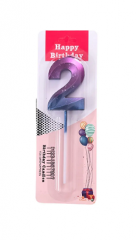 Свеча для торта "Цифра 2" фиолетово-голубая, Магистр/MAG-фг221321-2 (50)