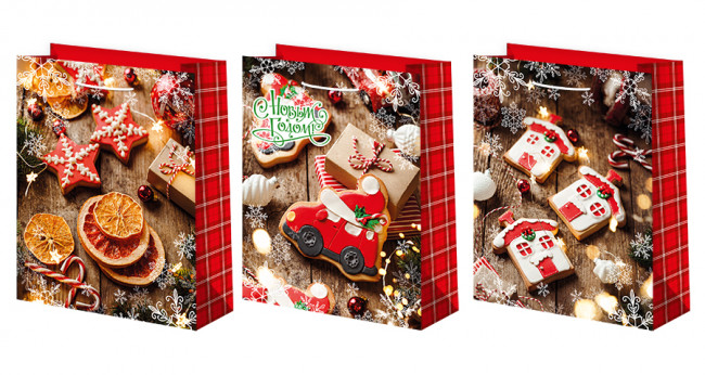 Пакет подарочный 26см х 32см, лам.матовый микс, Микрос/Ч45351 (12)