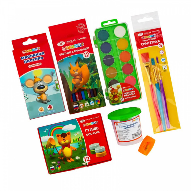 Набор для детского творчества с наполнением, 12 предметов, "Цветик", Невская палитра/72421775