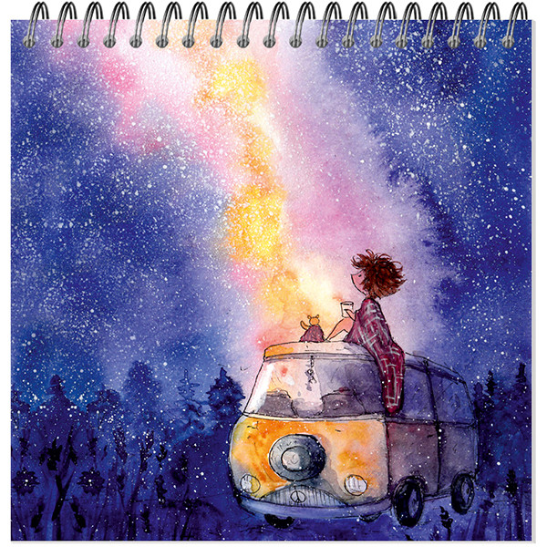 Скетчбук  250х250мм 20л "Девочка и мишка" для акварели 200гр, Гознак (6)