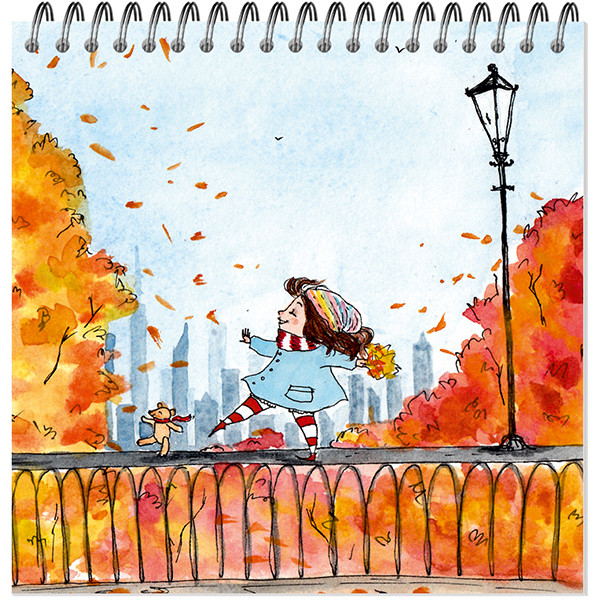 Скетчбук  250х250мм 20л "Девочка и мишка" для акварели 200гр, Гознак (6)