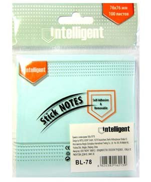 Блок самоклеящийся (76*76) голуб. INTELLIGENT АМ-38/BL-78 (12/432)