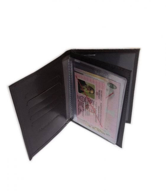 Обложка на автодокументы+паспорт  WENZER OFFiCE из натуральной кожи "спилок", с отделом для визиток, коричневый