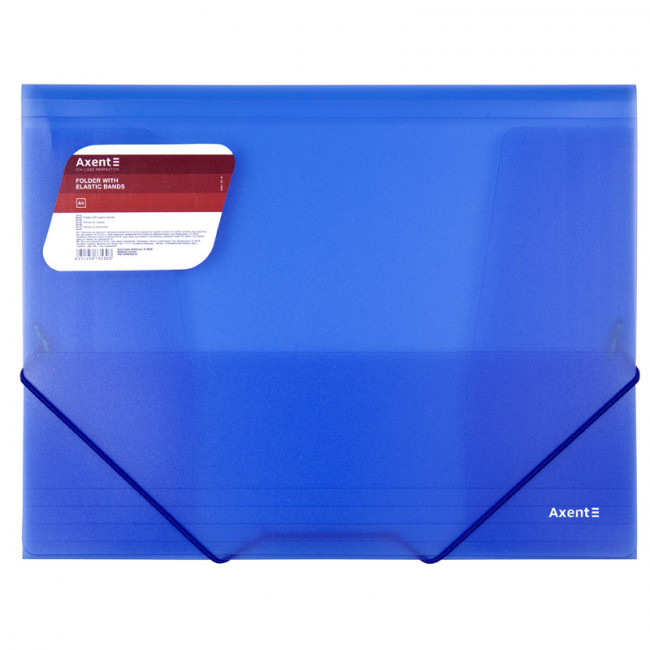 Папка на резинках А4, прозрачная синяя, AXENT
